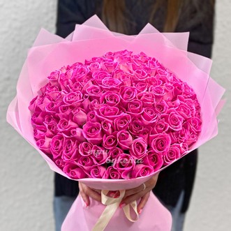 101 розовая роза 40 см