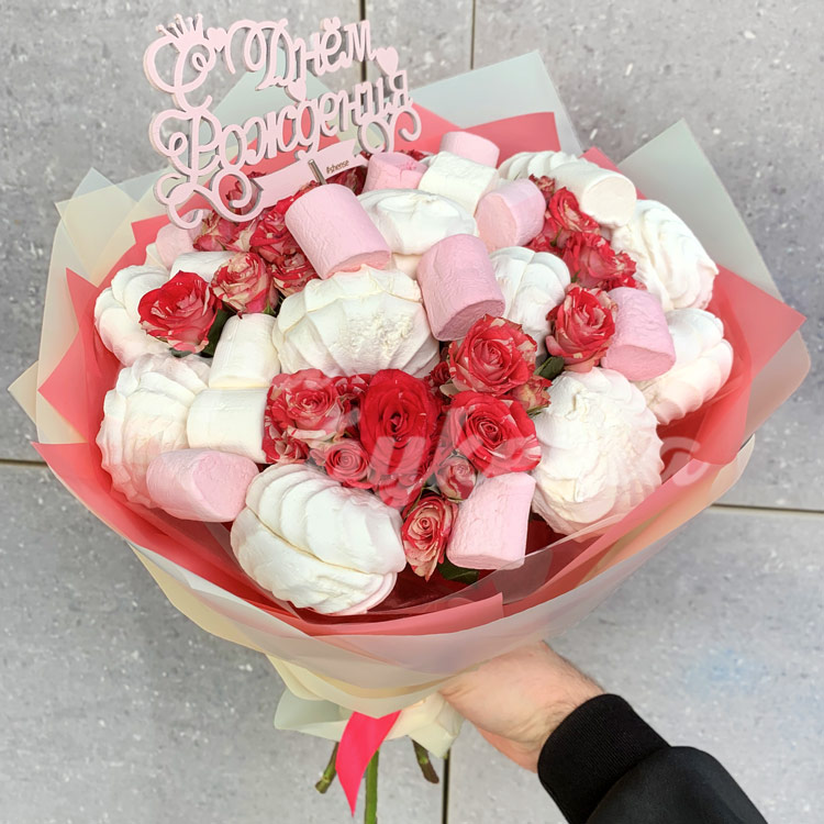 Букет из маршмеллоу и зефира