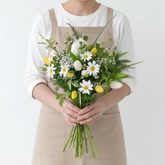 Букет из ромашек и тюльпанов